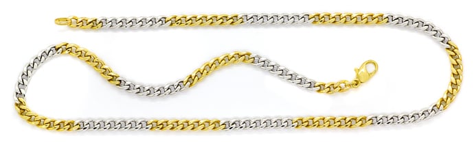 Foto 1 - Gelbgold-Weißgold Flachpanzer Goldkette 50cm lang, K3362