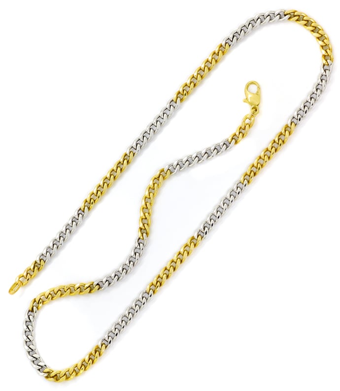 Foto 3 - Gelbgold-Weißgold Flachpanzer Goldkette 50cm lang, K3362