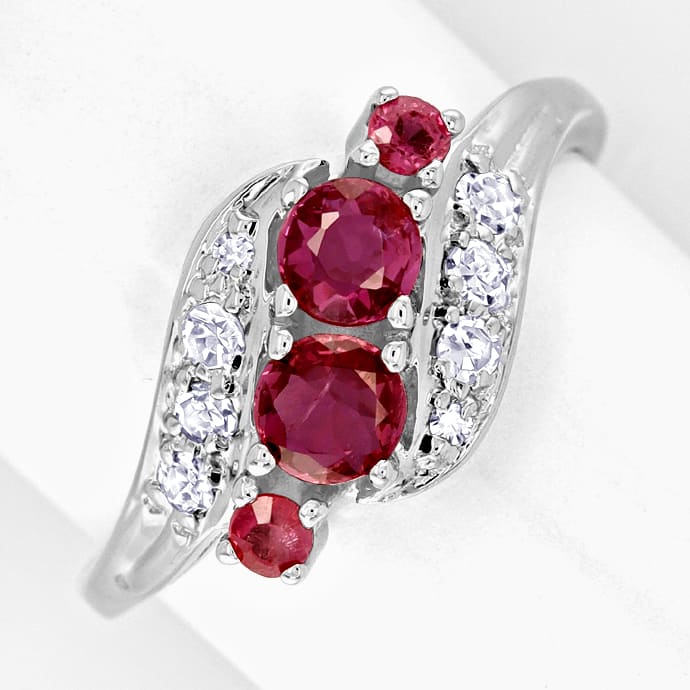 Foto 2 - Funkelnde Diamanten und Rubine Weißgold-Ring, R1538