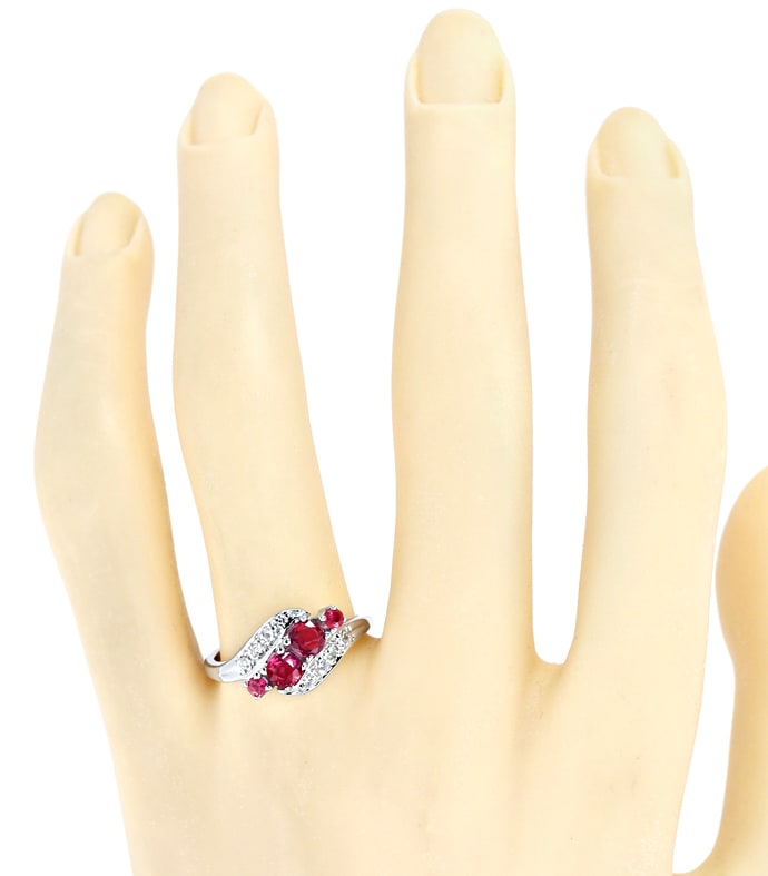 Foto 4 - Funkelnde Diamanten und Rubine Weißgold-Ring, R1538