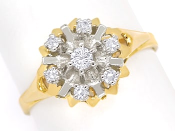 Foto 1 - Damenring 0,19ct Diamanten in 18K Rosegold und Weißgold, S2118