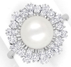 Foto 1 - Traum Perlen Ring Brillanten Trapez Diamanten-Weißgold, S4080