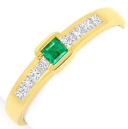 Foto 1 - Spitzen Smaragd Emerald Princess Diamantenring 18K Gold, S4269
